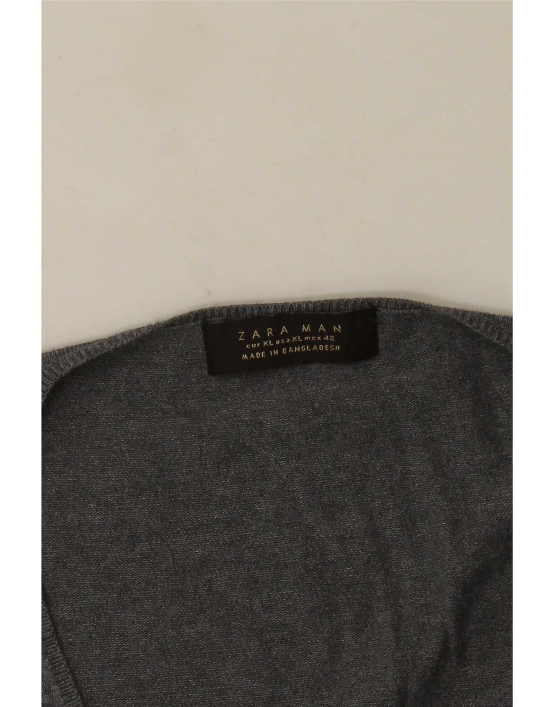Zara Mens V-Neck Jumper Sweater XL Grey