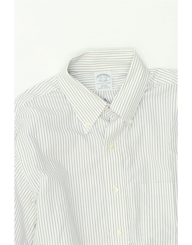 BROOKS BROTHERS Mens NON - IRON Slim Fit Shirt Size 15 1/2 34 Medium White | Vintage Brooks Brothers | Thrift | Second-Hand Brooks Brothers | Used Clothing | Messina Hembry 