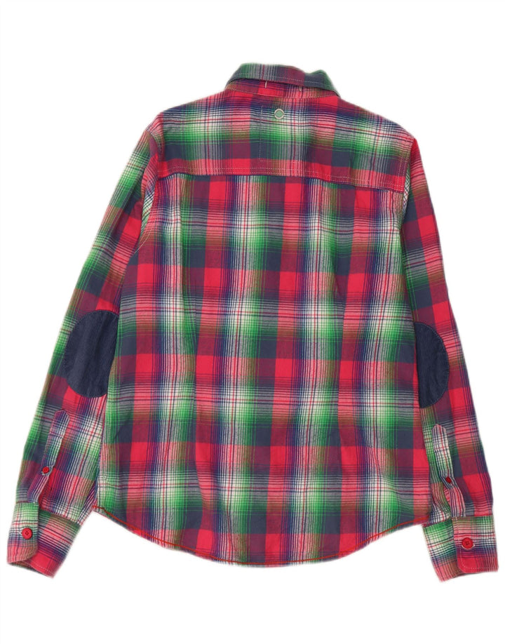 Superdry Womens Shirt UK 14 Large Pink Check Cotton