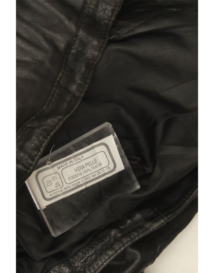Vintage Womens Leather Bomber Jacket UK 14 Large Black Leather