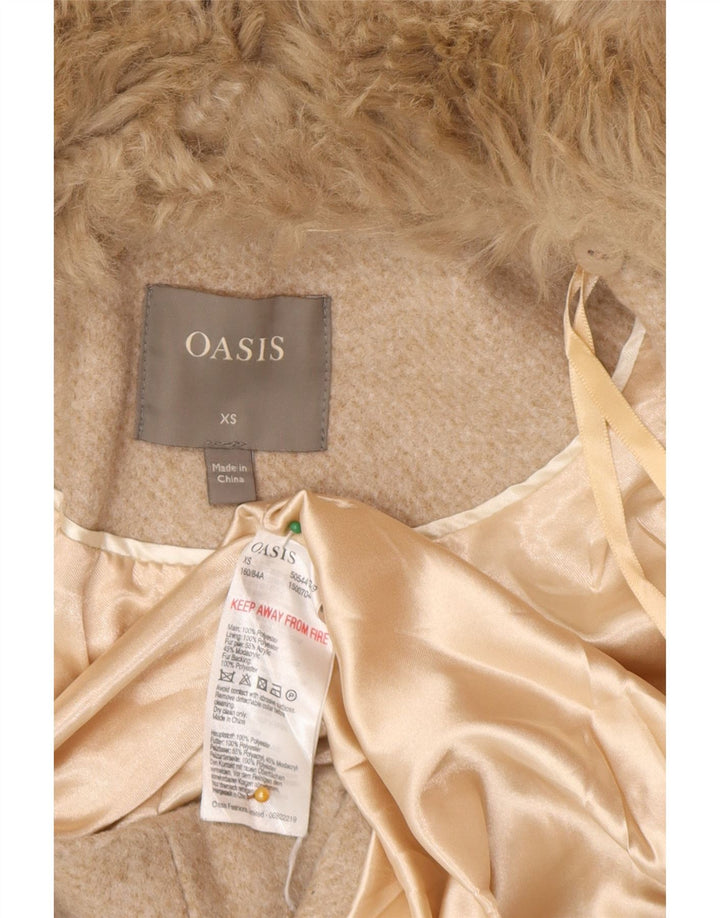 Oasis Womens Overcoat UK 6 XS Beige Polyester