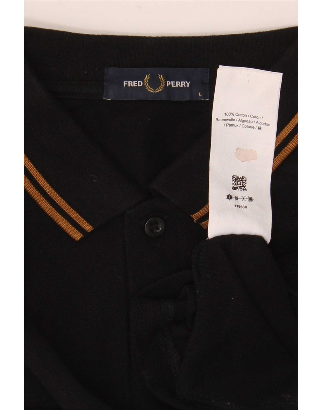Fred Perry Mens Polo Shirt Large Black Cotton
