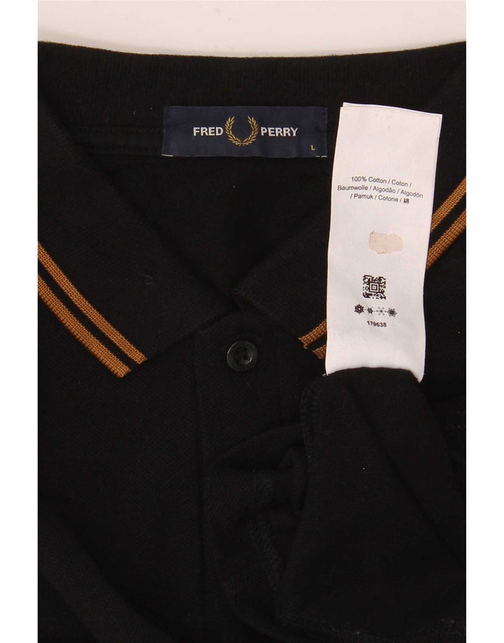 Fred Perry Mens Polo Shirt Large Black Cotton