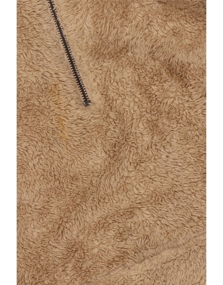 ZARA Mens Hooded Fleece Jumper Large Beige