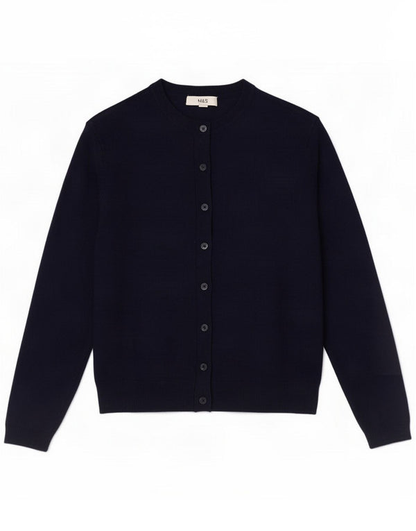 Marks & Spencer Womens Cardigan Sweater UK 12 Medium Navy Blue Viscose