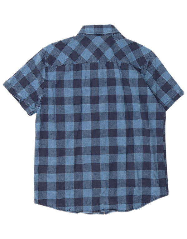 Mustang Mens Short Sleeve Slim Fit Shirt Medium Blue Gingham