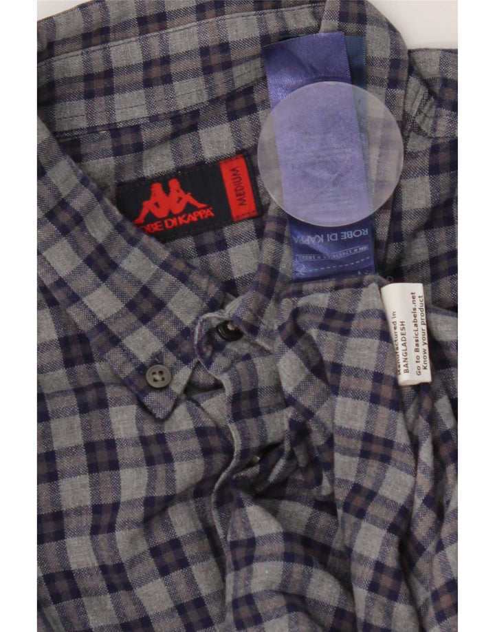 Kappa Mens Shirt Medium Navy Blue Check Cotton