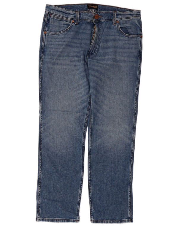 Wrangler Mens Greensboro Regular Straight Jeans W34 L30 Blue Cotton