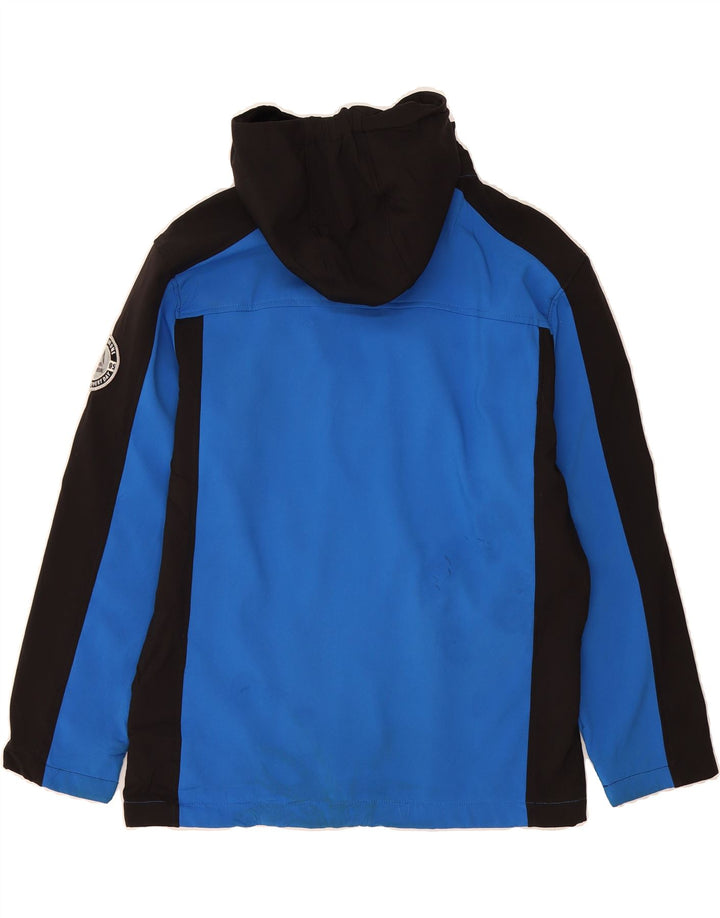 REEBOK Boys Hooded Windbreaker Jacket 14-15 Years Large Blue Colourblock Vintage Reebok and Second-Hand Reebok from Messina Hembry 