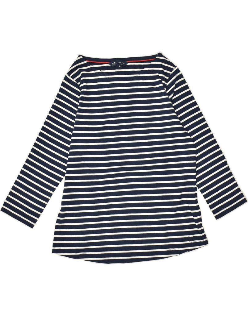 CREW CLOTHING Womens Top 3/4 Sleeve UK 12 Medium Navy Blue Striped Cotton | Vintage Crew Clothing | Thrift | Second-Hand Crew Clothing | Used Clothing | Messina Hembry 