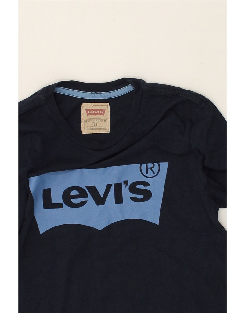 LEVI'S Boys Graphic Top Long Sleeve 11-12 Years Navy Blue Cotton | Vintage Levi's | Thrift | Second-Hand Levi's | Used Clothing | Messina Hembry 