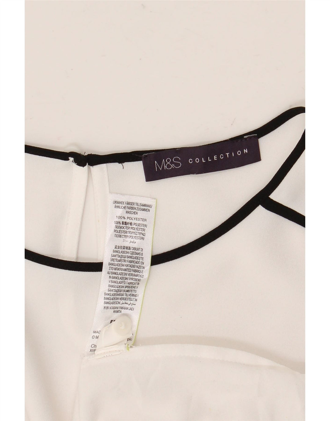Marks & Spencer Womens Long Sleeve Blouse Top UK 12 Medium White Polyester