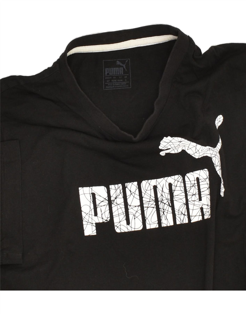 PUMA Mens Graphic T-Shirt Top Small Black Cotton | Vintage Puma | Thrift | Second-Hand Puma | Used Clothing | Messina Hembry 