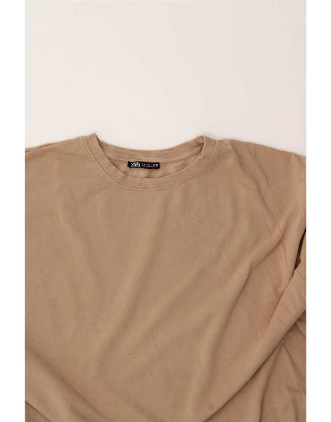 ZARA Womens Oversized Sweatshirt Jumper UK 16 Large Beige Cotton Vintage Zara and Second-Hand Zara from Messina Hembry 