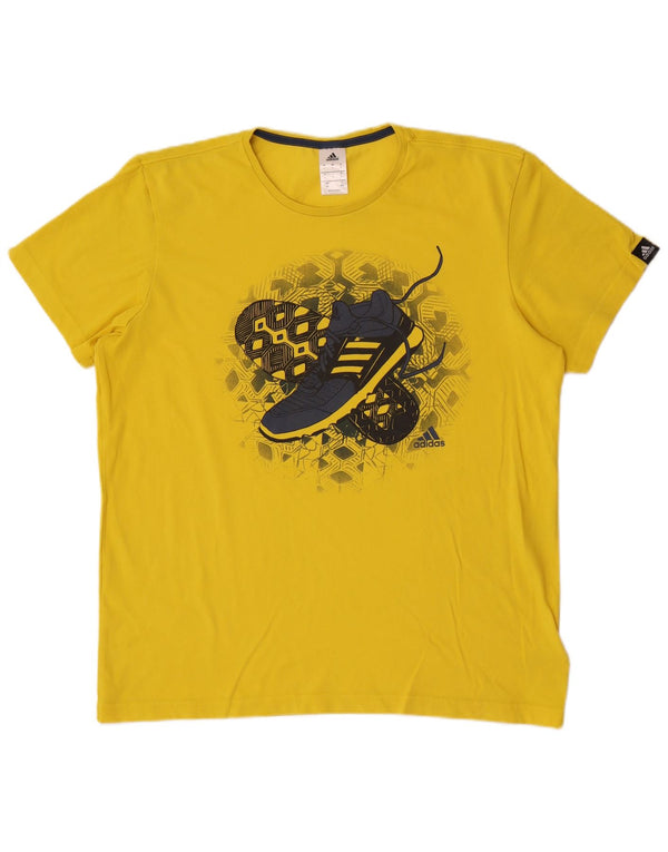 Adidas Mens Graphic T-Shirt Top Large Yellow Cotton