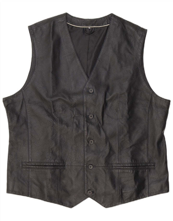 C&A Mens Canda Leather Waistcoat 2XL Black Leather