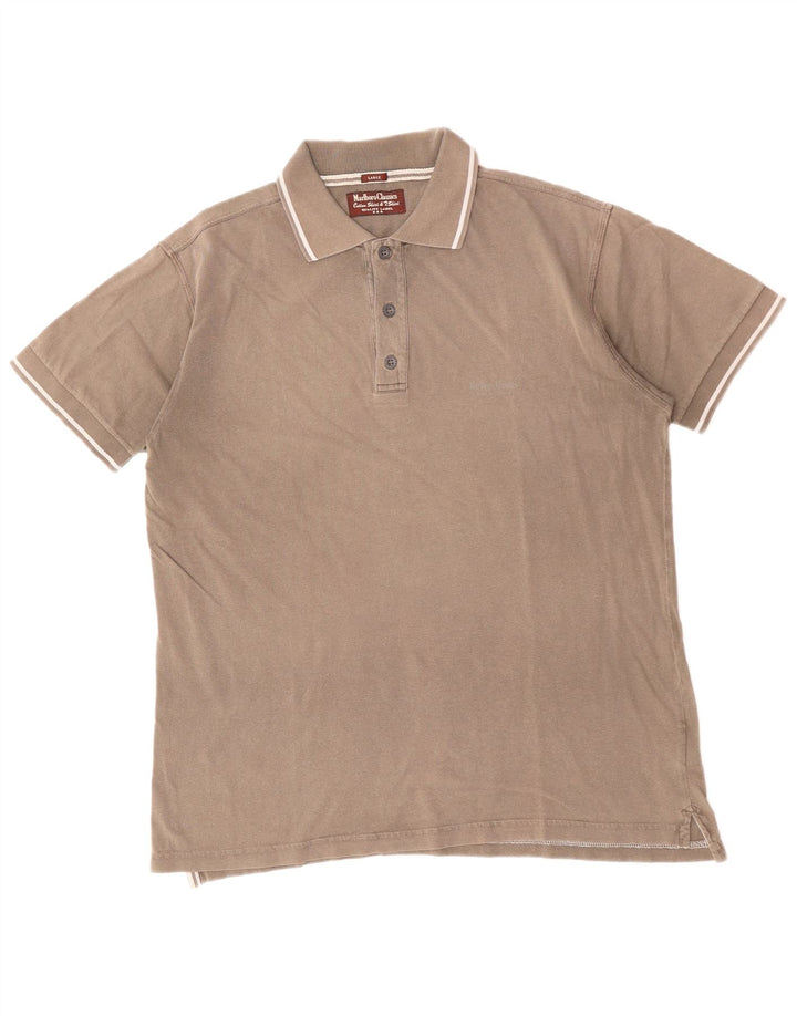 MARLBORO CLASSICS Mens Polo Shirt Large Brown Cotton