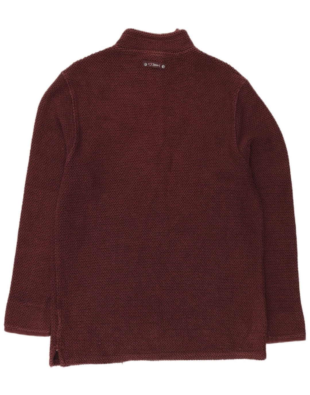 WEIRD FISH Mens Zip Neck Sweatshirt Jumper XL Burgundy Cotton
