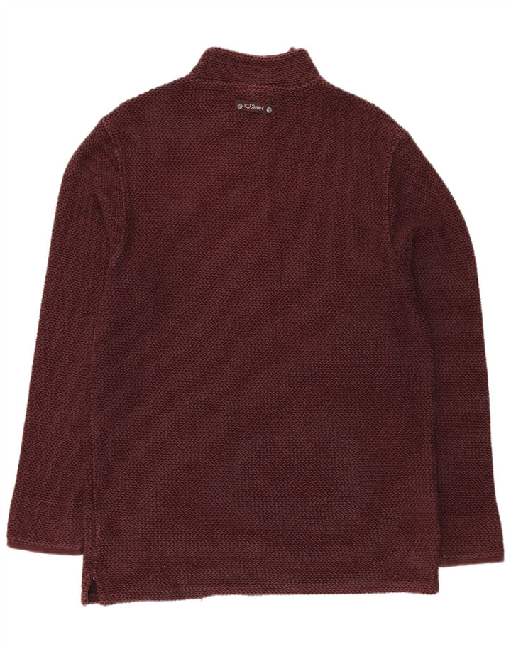 WEIRD FISH Mens Zip Neck Sweatshirt Jumper XL Burgundy Cotton