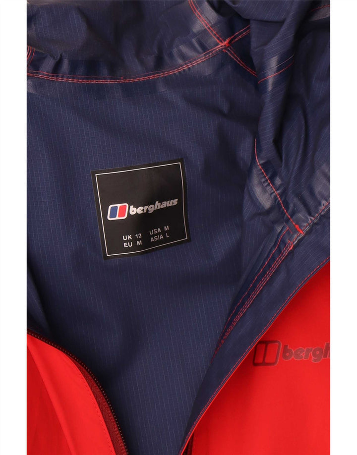 Berghaus Womens Hooded Rain Jacket UK 12 Medium Red Polyamide
