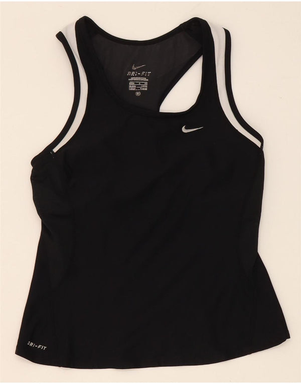 Nike Womens Dri Fit Vest Top UK 8/10 Small Black Colourblock Nylon