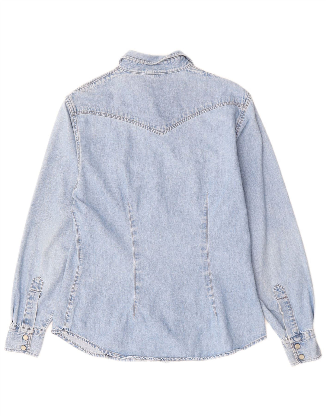 Benetton Womens Denim Shirt UK 10 Small Blue Cotton