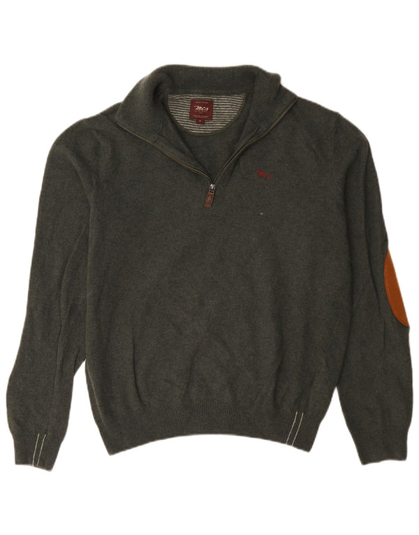 Marlboro Classics Mens Zip Neck Jumper Sweater Medium Green Wool