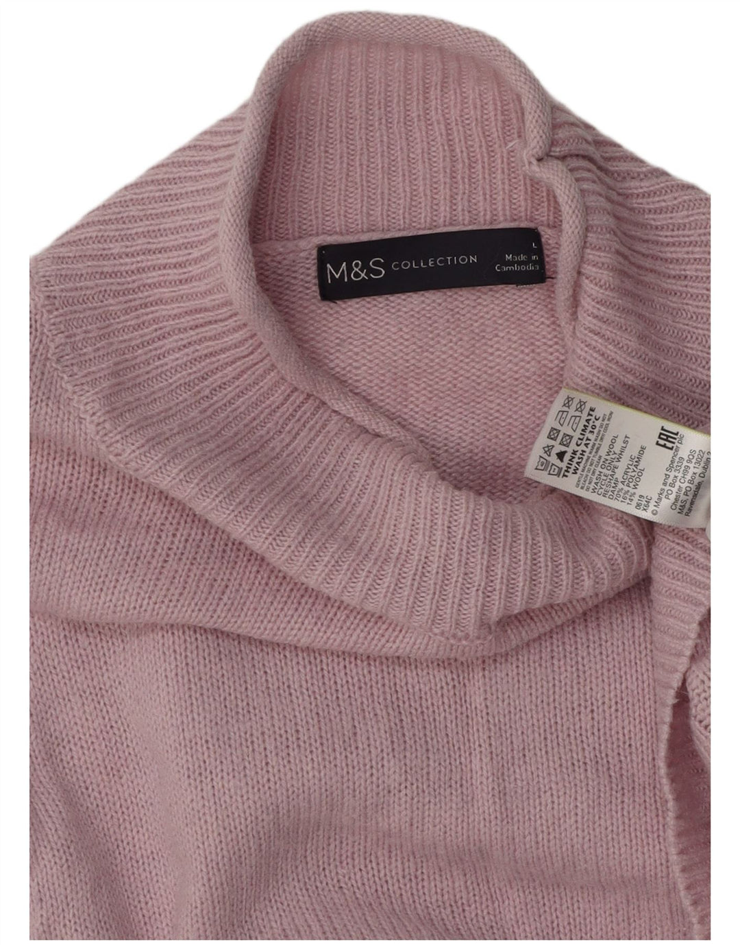 Marks & Spencer Womens Turtle Neck Jumper Sweater UK 16 Large Pink