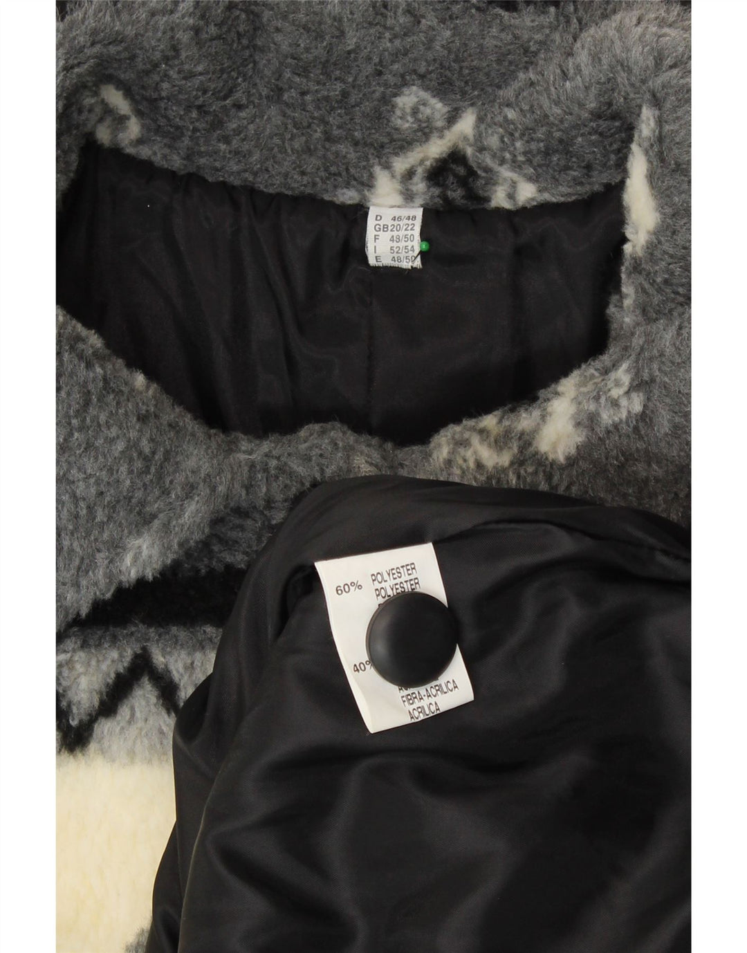 VINTAGE Womens Sherpa Windbreaker Coat UK 20/22 2XL Beige Striped