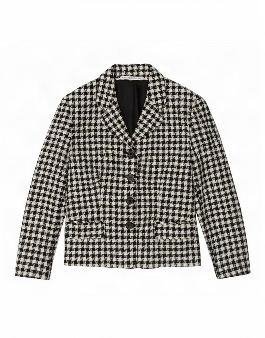 Marks & Spencer Womens 4 Button Blazer Jacket UK 14 Large Black Houndstooth