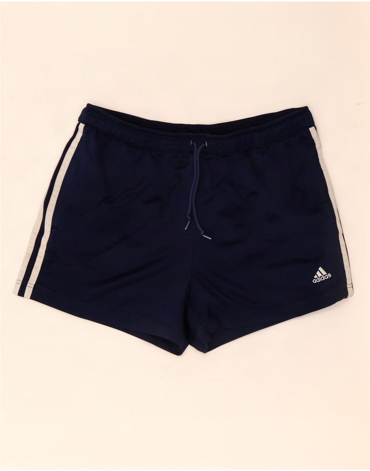 Adidas Womens Sport Shorts UK 10 Small Navy Blue Polyester