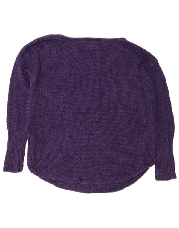 Chaps Womens Oversized Boat Neck Jumper Sweater UK 10 Small Purple Cotton