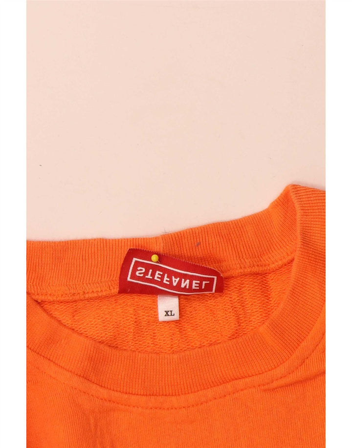 Stefanel Mens Graphic Sweatshirt Jumper XL Orange