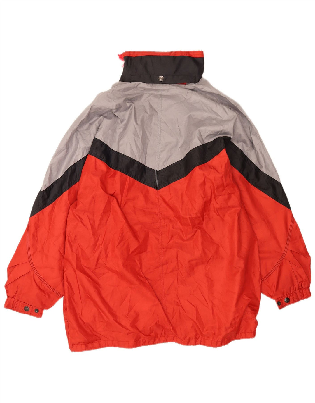 Master Mens Hooded Tracksuit Top Jacket Medium Red Colourblock Nylon
