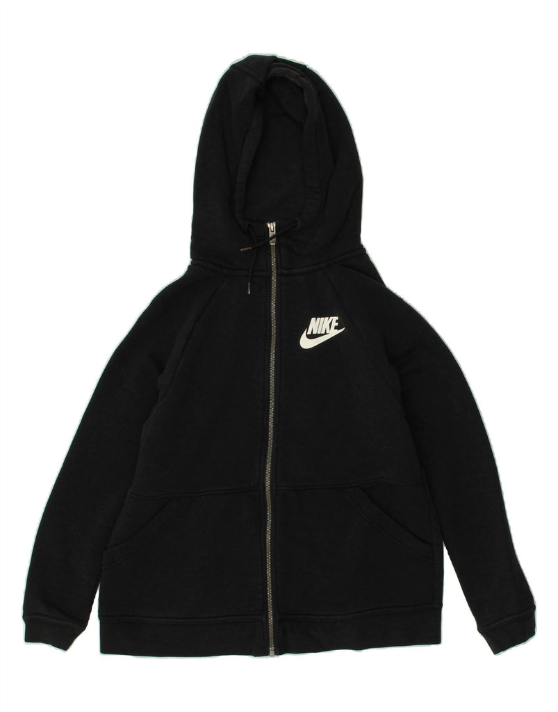 NIKE Womens Zip Hoodie Sweater UK 10 Small Black Cotton | Vintage Nike | Thrift | Second-Hand Nike | Used Clothing | Messina Hembry 