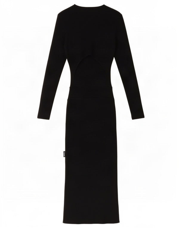 Zara Womens Long Sleeve Maxi Jumper Dress UK 12 Medium Black Viscose
