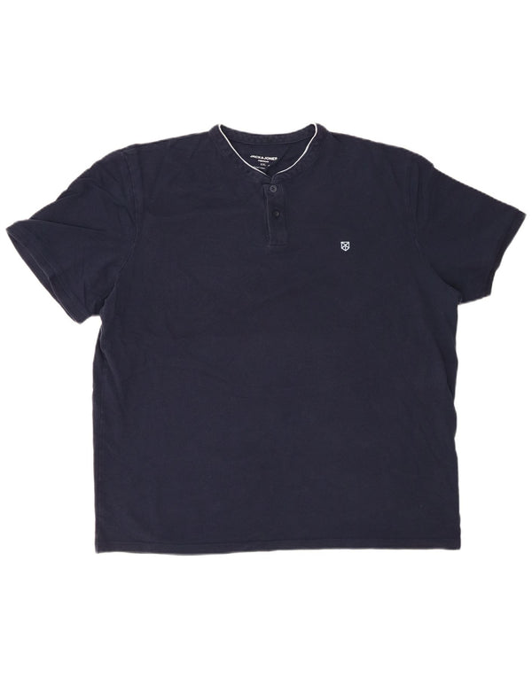JACK & JONES Mens Polo Shirt 2XL Navy Blue Cotton