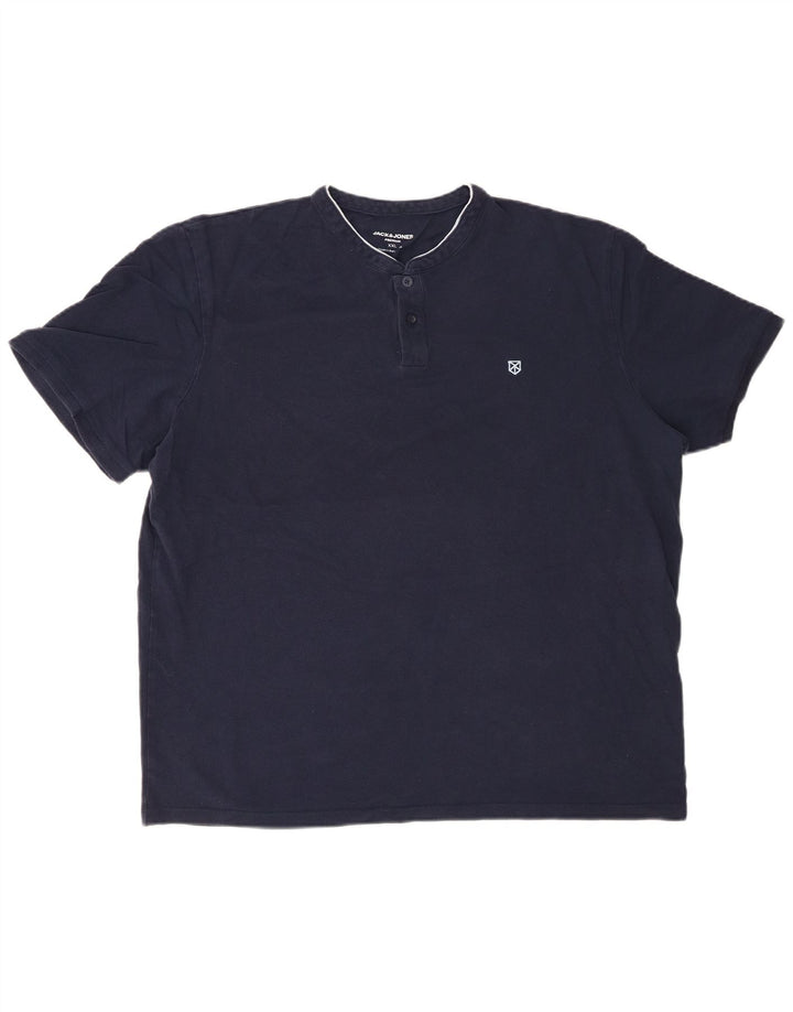 JACK & JONES Mens Polo Shirt 2XL Navy Blue Cotton