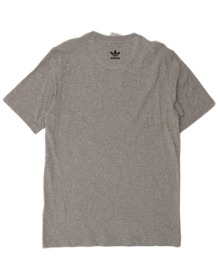 ADIDAS Mens Graphic T-Shirt Top Small Grey Flecked Cotton