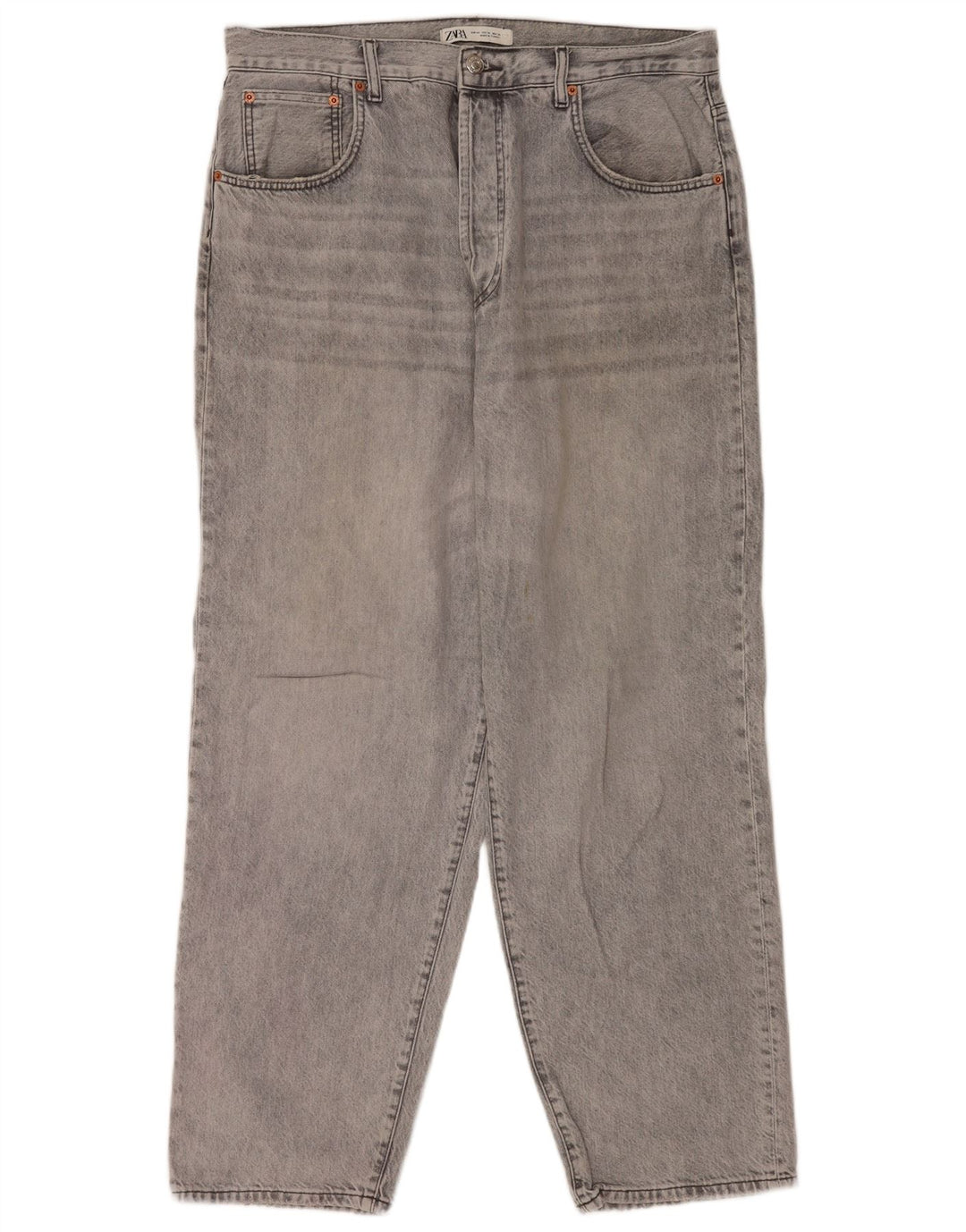 Zara Mens Straight Jeans EU 44 Large W34 L30 Grey Cotton