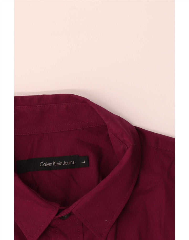 Calvin Klein Jeans Mens Shirt Large Maroon Cotton
