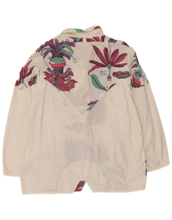 Chervo Womens Loose Fit Bomber Jacket IT 46 Large White Floral Cotton