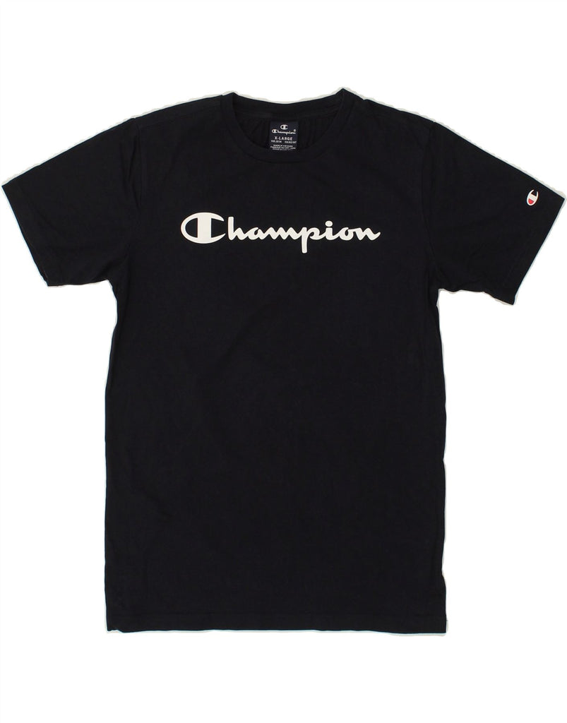 CHAMPION Boys Graphic T-Shirt Top 13-14 Years XL Navy Blue Cotton | Vintage Champion | Thrift | Second-Hand Champion | Used Clothing | Messina Hembry 