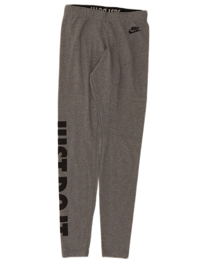 Nike Womens Graphic Leggings UK 8 Small  Grey Flecked Cotton