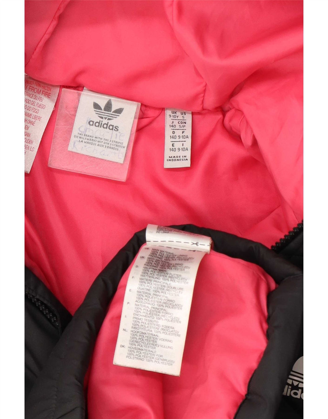 Adidas Girls Hooded Padded Jacket 9-10 Years Grey Polyester