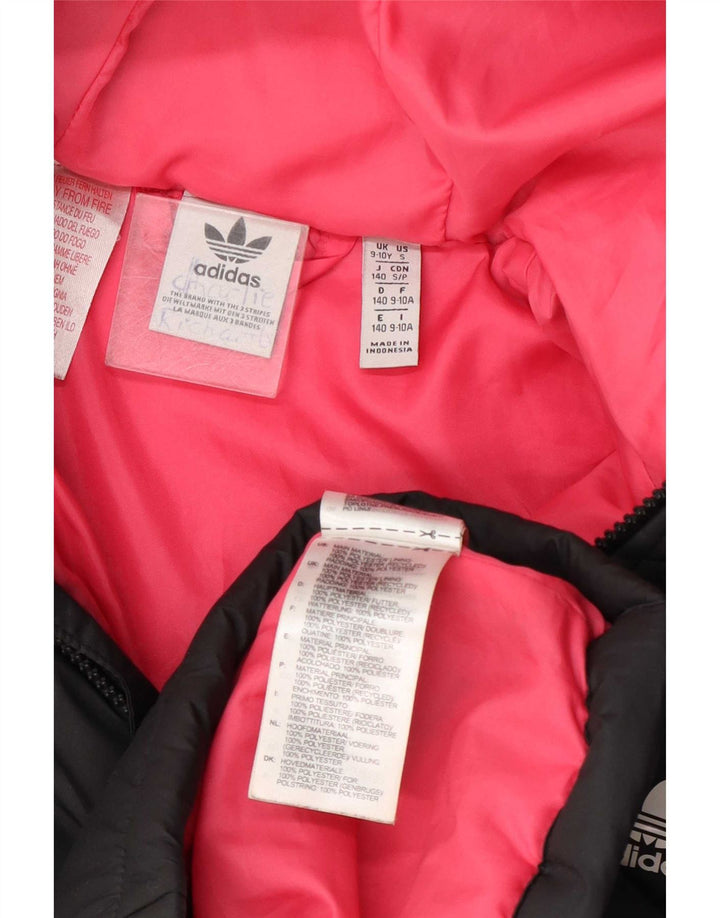 Adidas Girls Hooded Padded Jacket 9-10 Years Grey Polyester