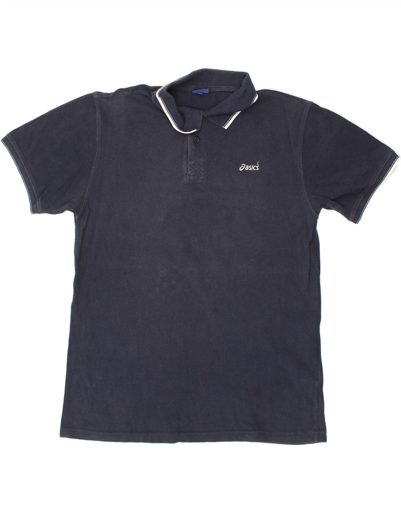 ASICS Mens Polo Shirt Medium Navy Blue Cotton | Vintage Asics | Thrift | Second-Hand Asics | Used Clothing | Messina Hembry 