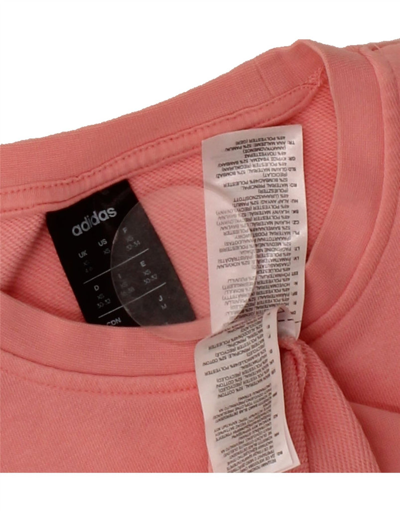ADIDAS Womens Graphic Sweatshirt Jumper UK 6 XS Pink Cotton Vintage Adidas and Second-Hand Adidas from Messina Hembry 