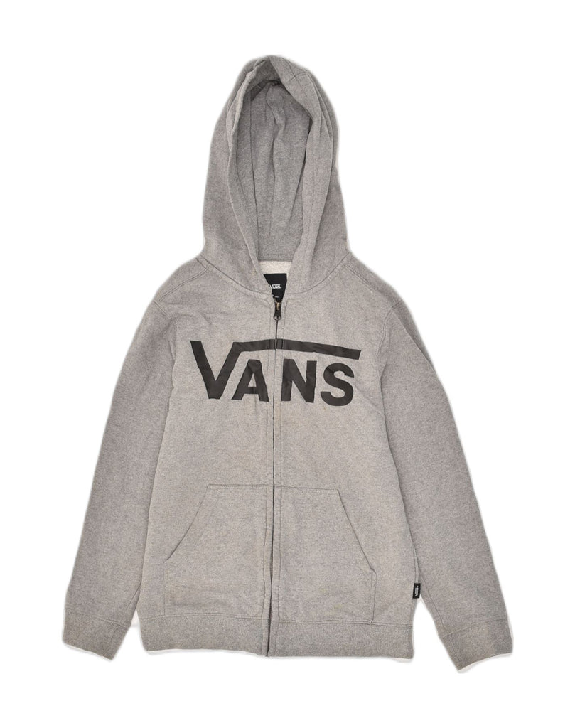 VANS Womens Graphic Zip Hoodie Sweater UK 10 Small Grey Cotton | Vintage Vans | Thrift | Second-Hand Vans | Used Clothing | Messina Hembry 