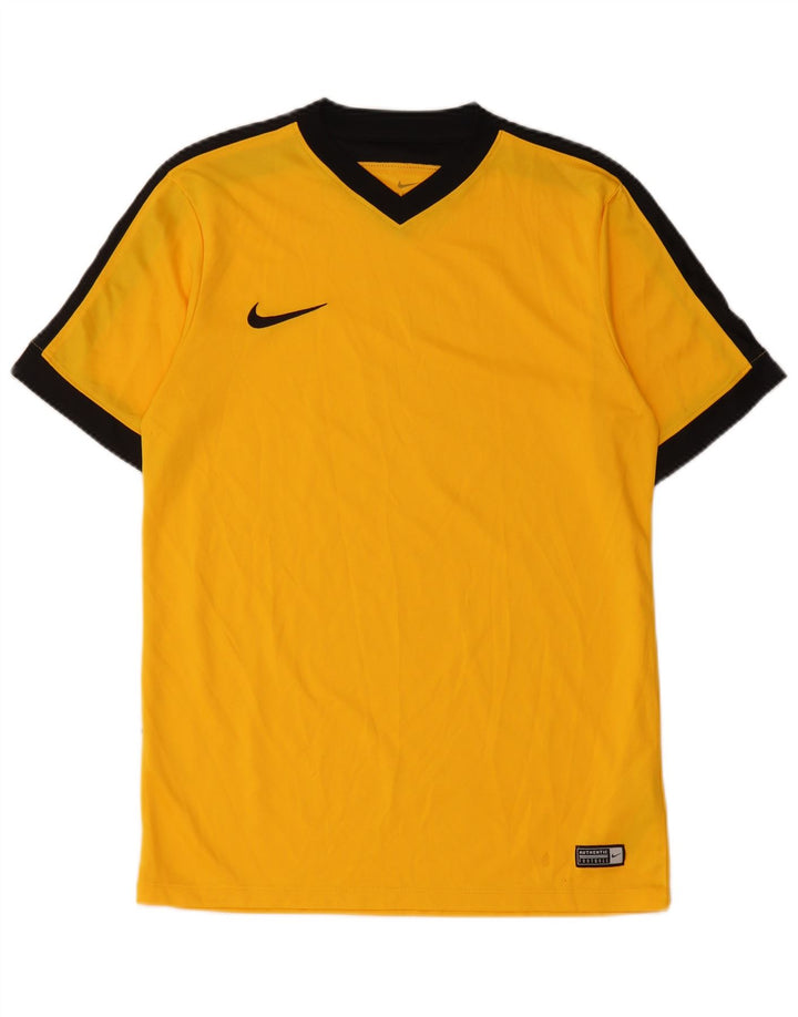 Nike Mens Dri Fit T-Shirt Top Medium Yellow Colourblock Polyester